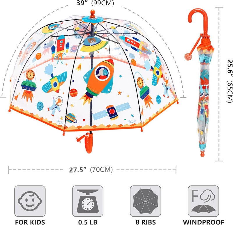 RONIARE Kids Umbrella Clear Bubble Umbrellas for Rain,Safety Dome Windproof Umbrella for Kid Girls and Boys - Image 3